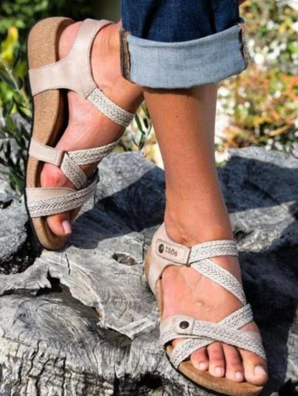 Taos Footwear Beige Braided Leather Sandals - Picture 1 of 13